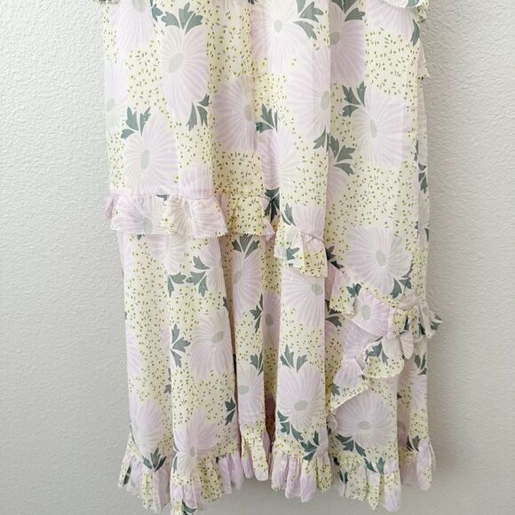 TED BAKER | Suttonn Yellow Lavender Floral Ruffle Sleeveless Dress | 4, US 10 - Picture 7 of 12